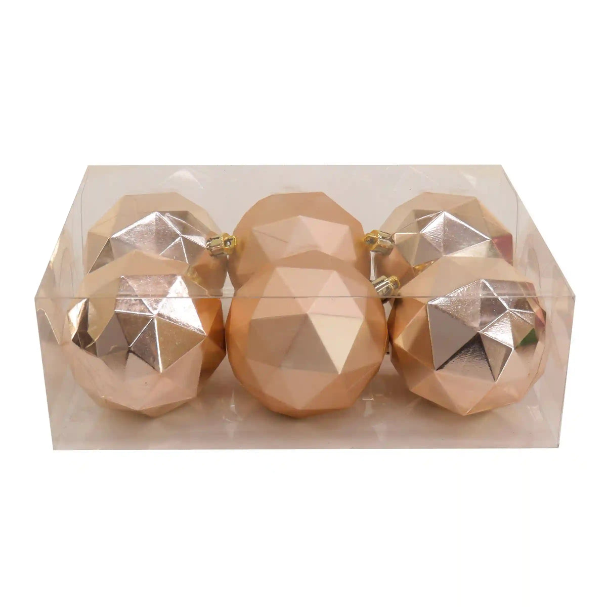 6-Piece Shatterproof Geometric Silver Ornaments