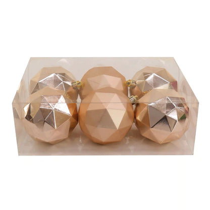 6-Piece Shatterproof Geometric Silver Ornaments