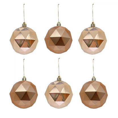 6-Piece Shatterproof Geometric Silver Ornaments