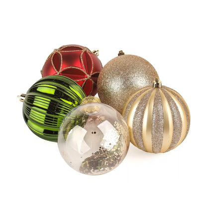 13 in. Gold Xmas Ball Decor Set