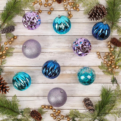 13 in. Purple Xmas Ball Decor Set