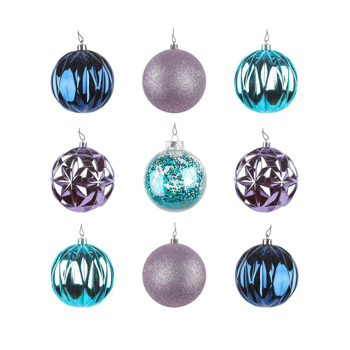 13 in. Purple Xmas Ball Decor Set