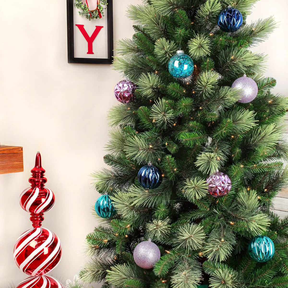 13 in. Purple Xmas Ball Decor Set