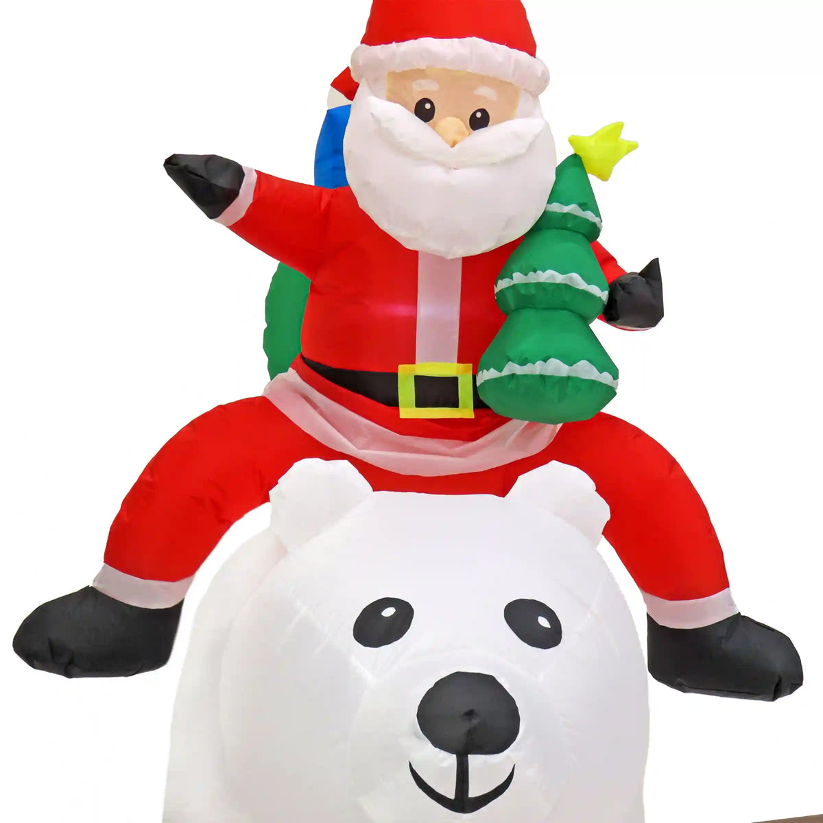 6 ft. Inflatable Santa Riding Polar Bear, Plug-In