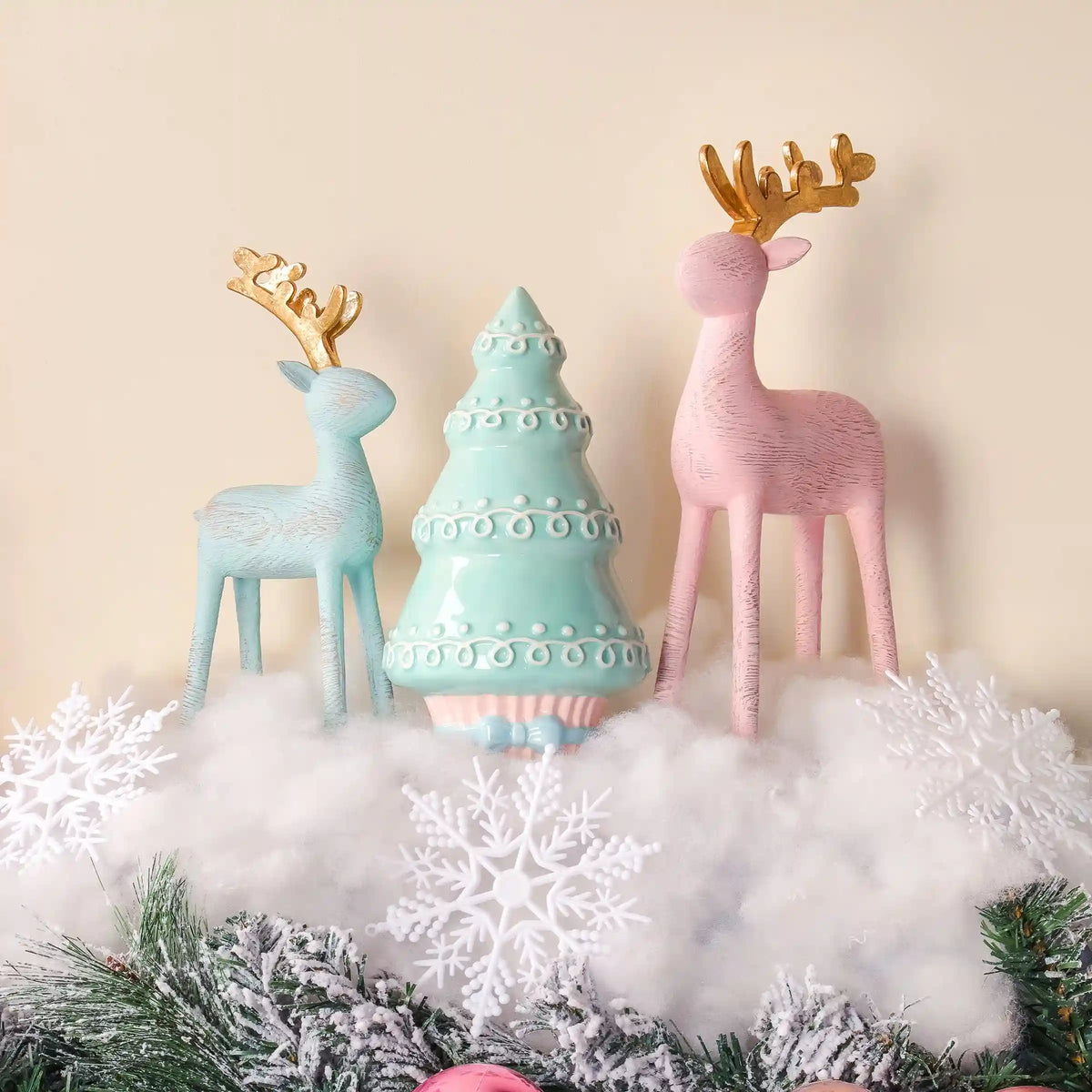 9 in. Woodgrain Reindeer Decor, Blue