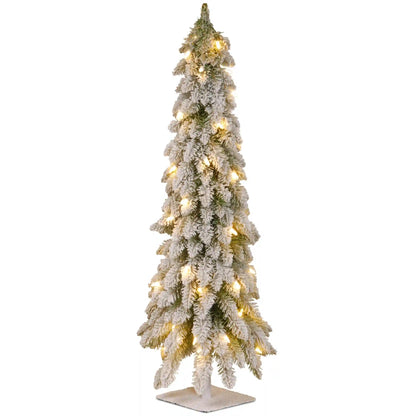 4 ft. Pre-Lit Snowy Downswept Forest Tree with Clear Lights, Plug-In