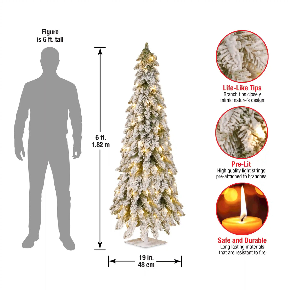 5 ft. Pre-Lit Snowy Downswept Forest Slim Tree with Clear Lights, Plug-In
