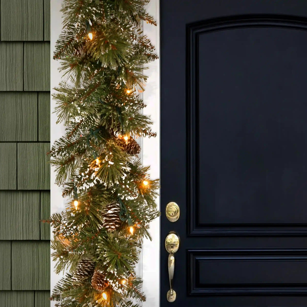 6 ft. Pre-Lit Glittery Bristle Pine Garland with LED Lights