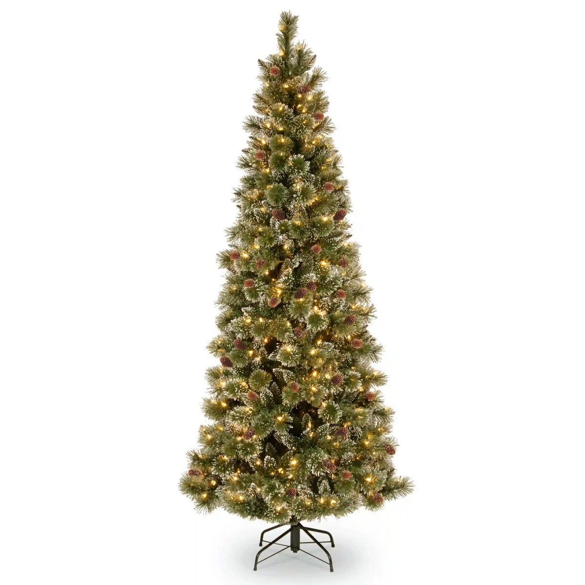 6.5 ft. Pre-Lit Glittery Bristle Slim Tree with Clear Lights, Plug-In