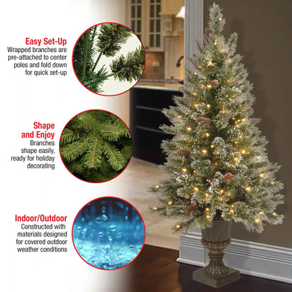 4 ft. Pre-Lit Glittery Bristle Tree with Clear Lights, Plug-In