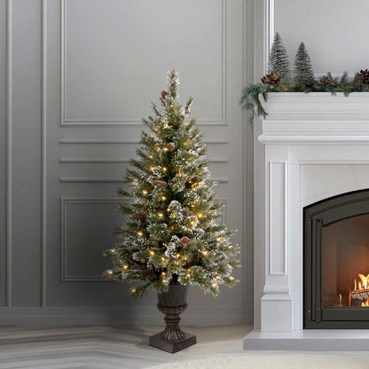 4 ft. Pre-Lit Glittery Bristle Tree with Clear Lights, Plug-In