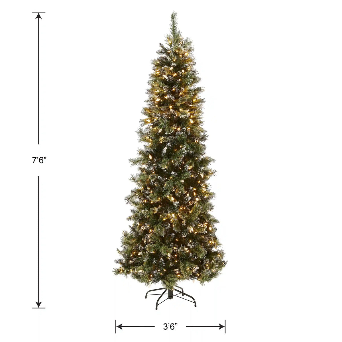 7.5 ft. Pre-Lit Glittery Bristle Slim Tree with LED Lights, Plug-In