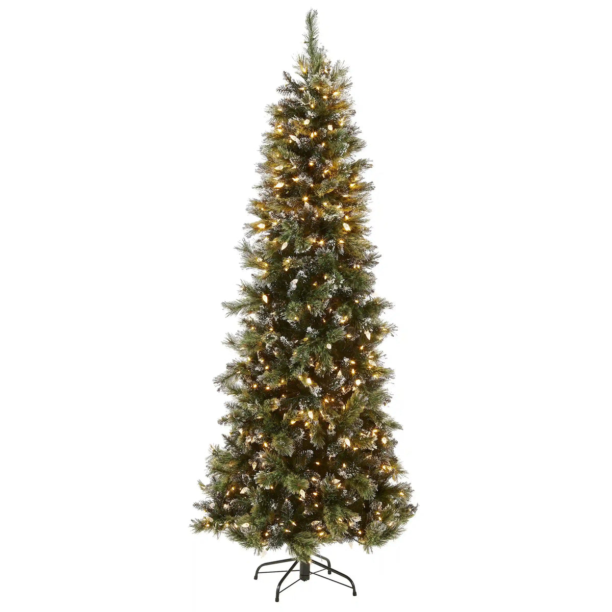 7.5 ft. Pre-Lit Glittery Bristle Slim Tree with LED Lights, Plug-In