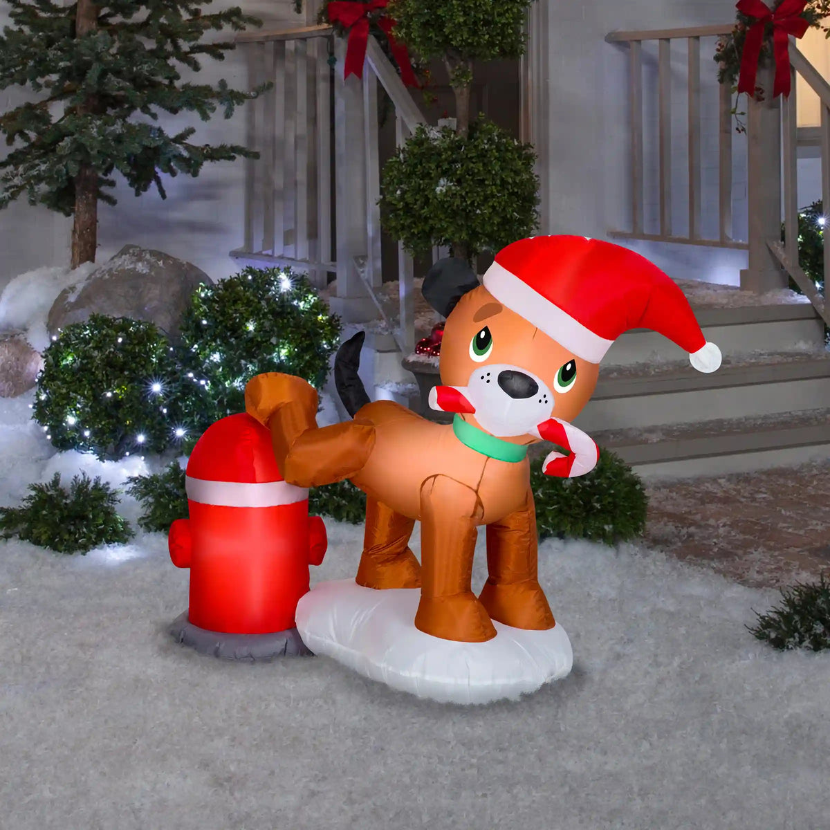 4 ft. Inflatable Puppy Dog and Fire Hydrant with LED Lights, Plug-In