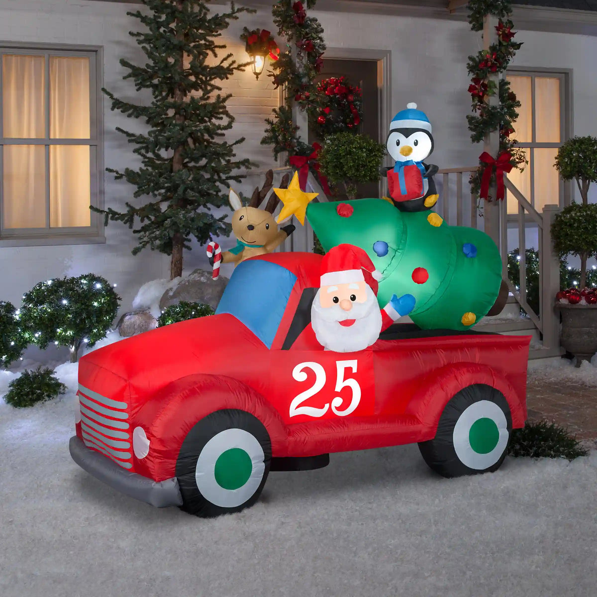 8 ft. Inflatable Santa in Vintage Pickup Truck with LED Lights, Plug-In