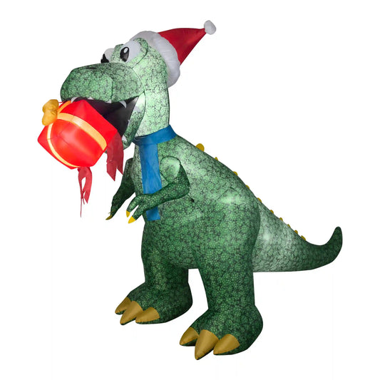 9.5 ft. Inflatable Tyrannosaurus Rex with Gift and LED Lights, Plug-In