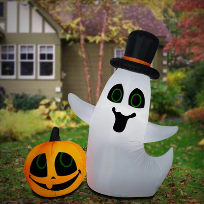 4 ft. Halloween Ghost with Pumpkin Small Scene Inflatable Decoration, Plug-In