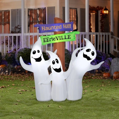 6 ft. Halloween Ghost Trio and Signpost Decoration
