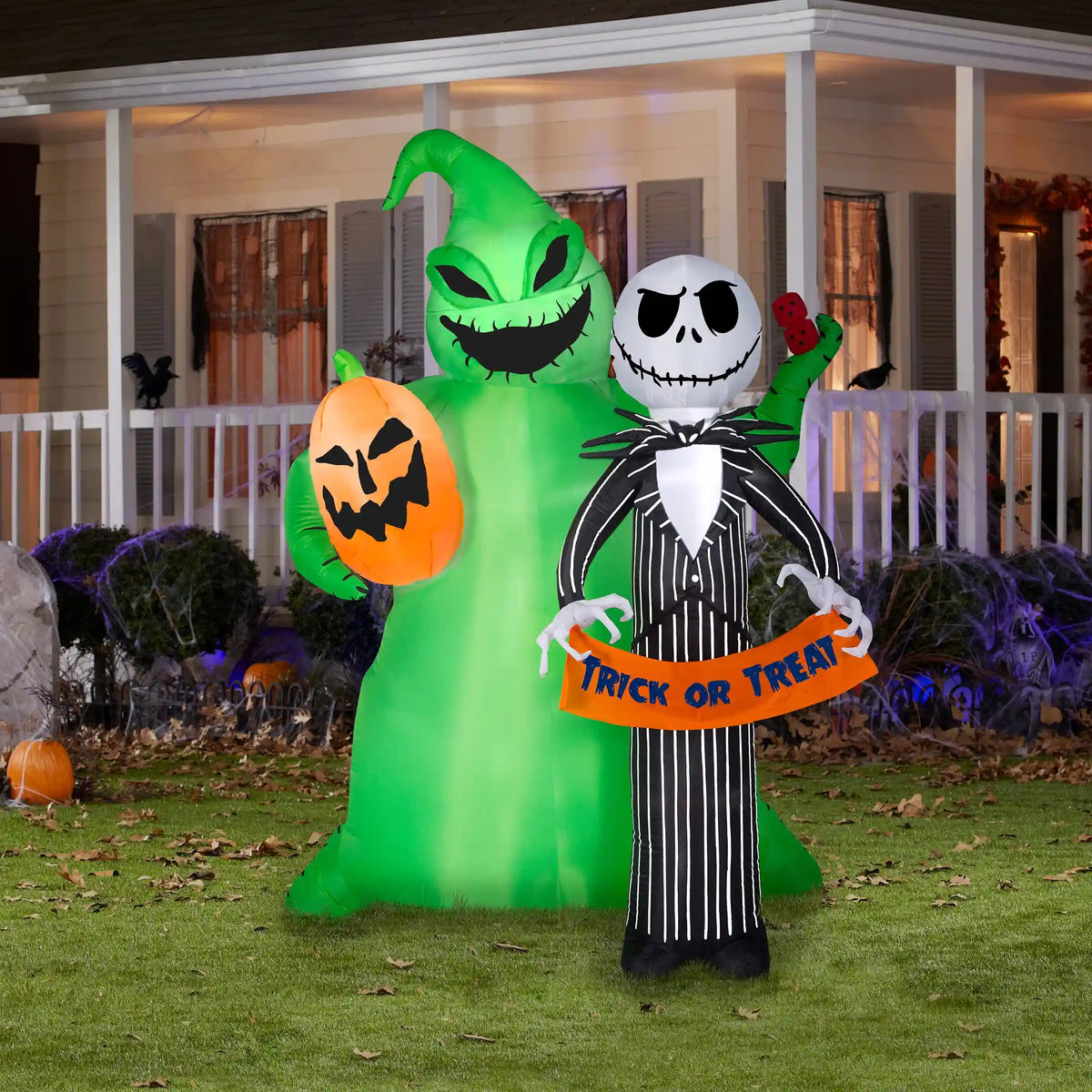 78 in. Halloween Jack Skellington and Oogie Boogie Inflatable Decoration, Plug-In