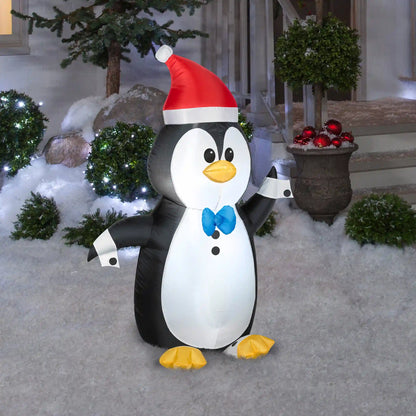 4 ft. Inflatable Waving Penguin with LED Lights, Plug-In