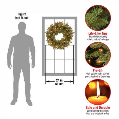 24 in. Pre-Lit Glittery Mountain Spruce with LED Lights