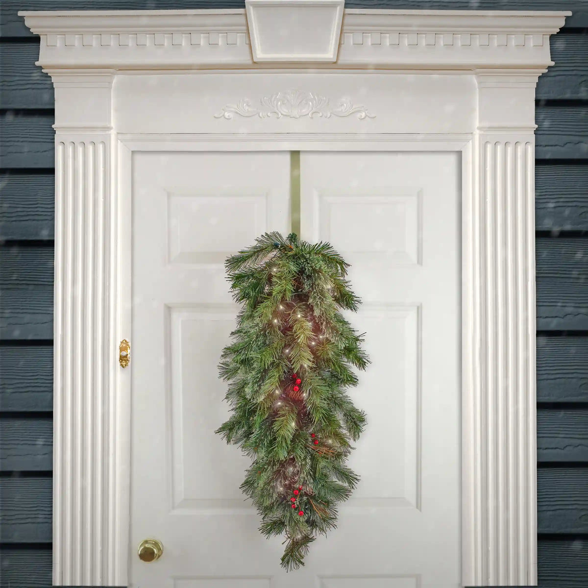 36 in. Pre-Lit Glistening Pine Teardrop with LED Lights