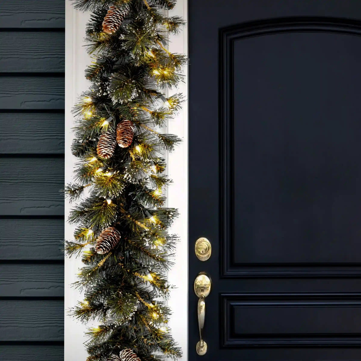 9 ft. Pre-Lit Glittery Pine Garland with Clear Lights, Plug-In