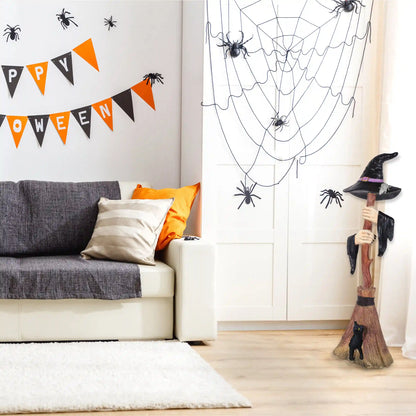 48 in. Halloween Broom with Arms & Witch Hat