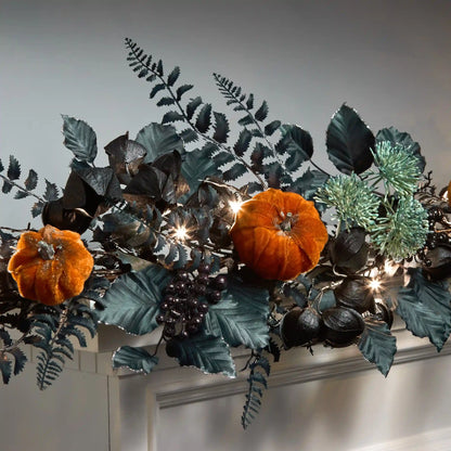 6 ft. Pre-Lit Halloween Garland with Pumpkins and LED Lights