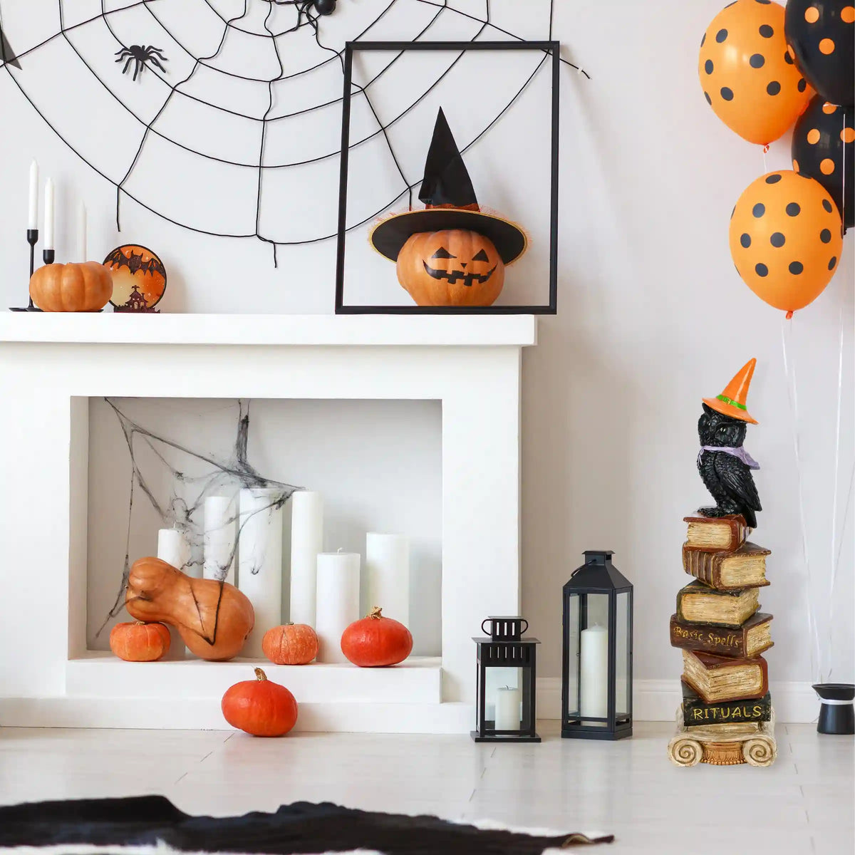 32 in. Halloween Owl on Stacked Books Tabletop Decoration