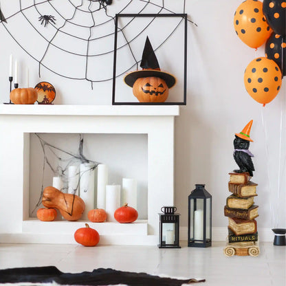32 in. Halloween Owl on Stacked Books Tabletop Decoration