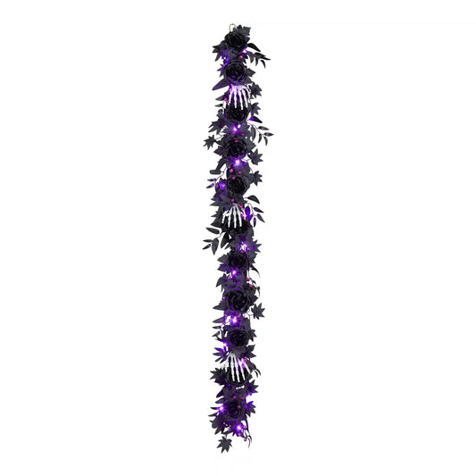 6 ft. Halloween Bad to the Bone Garland with LED Lights