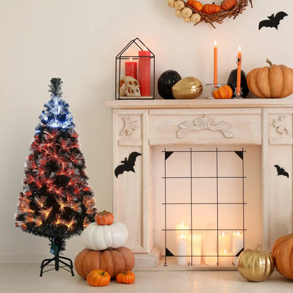 4 ft. Halloween Pre-Lit Black Tree with Fiber Optic, Candy Corn LED Light, Plug-In