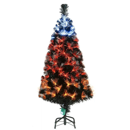 4 ft. Halloween Pre-Lit Black Tree with Fiber Optic, Candy Corn LED Light, Plug-In