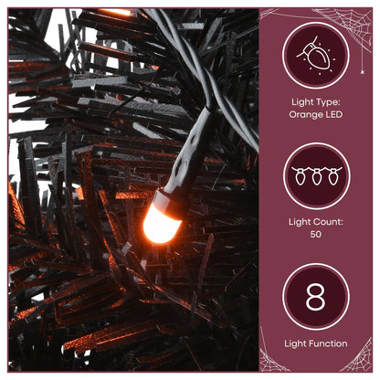 4 ft. Black Entrance Tree with String of Orange Lights, Plug-In