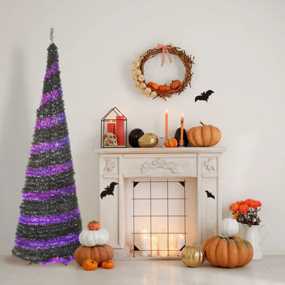 7.5 ft. Halloween Pre-Lit Black Tree with LED Lights