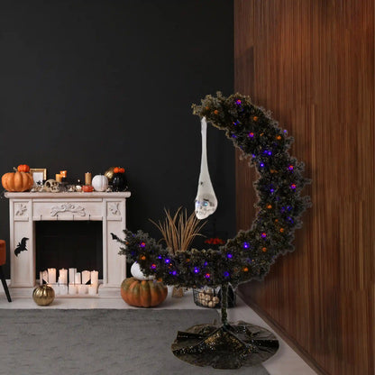 6 ft. Halloween Pre-Lit Moon Shaped Tree Decoration with LED Lights, Plug-In
