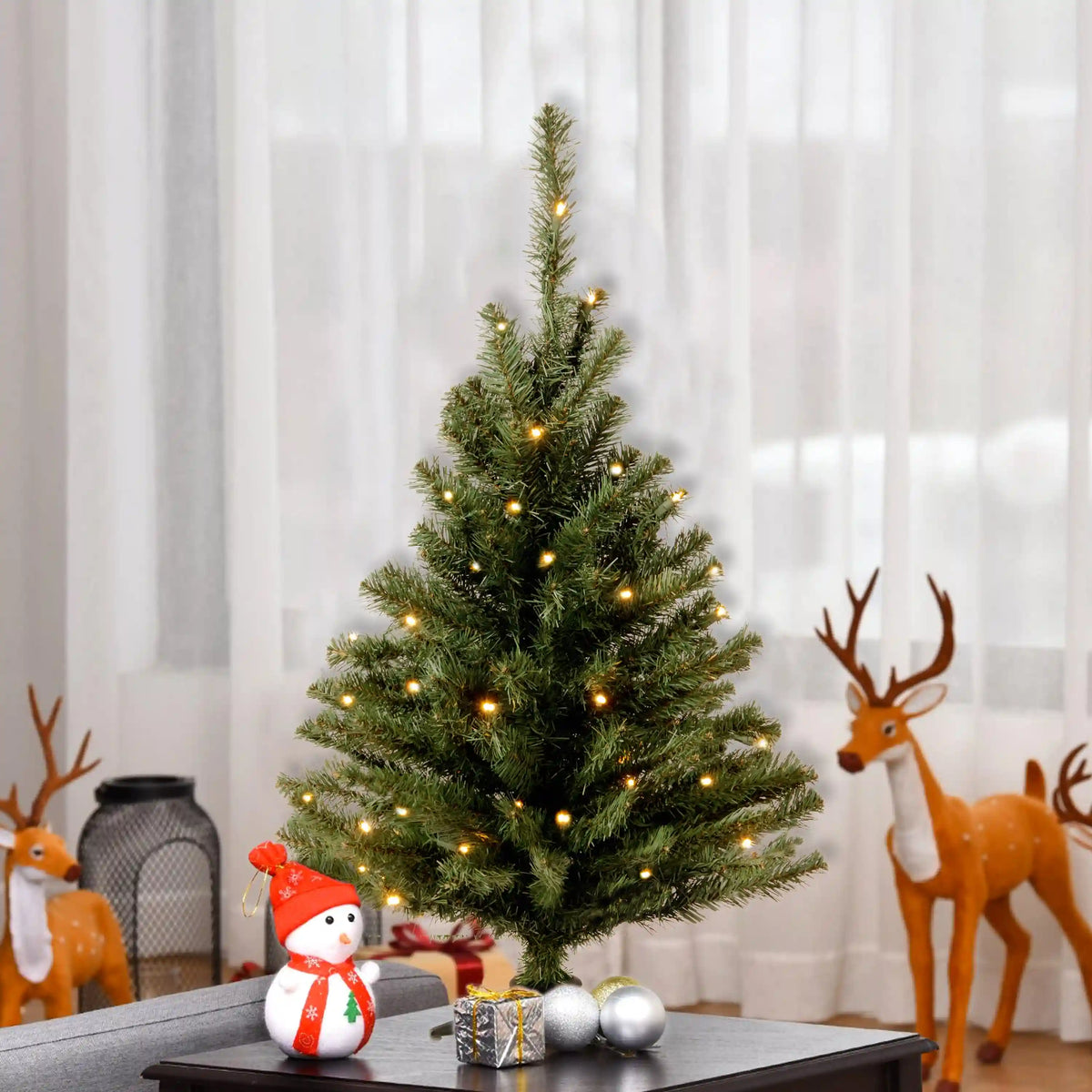 3 ft. Pre-Lit Kincaid Spruce Tree with Clear Lights, Plug-In
