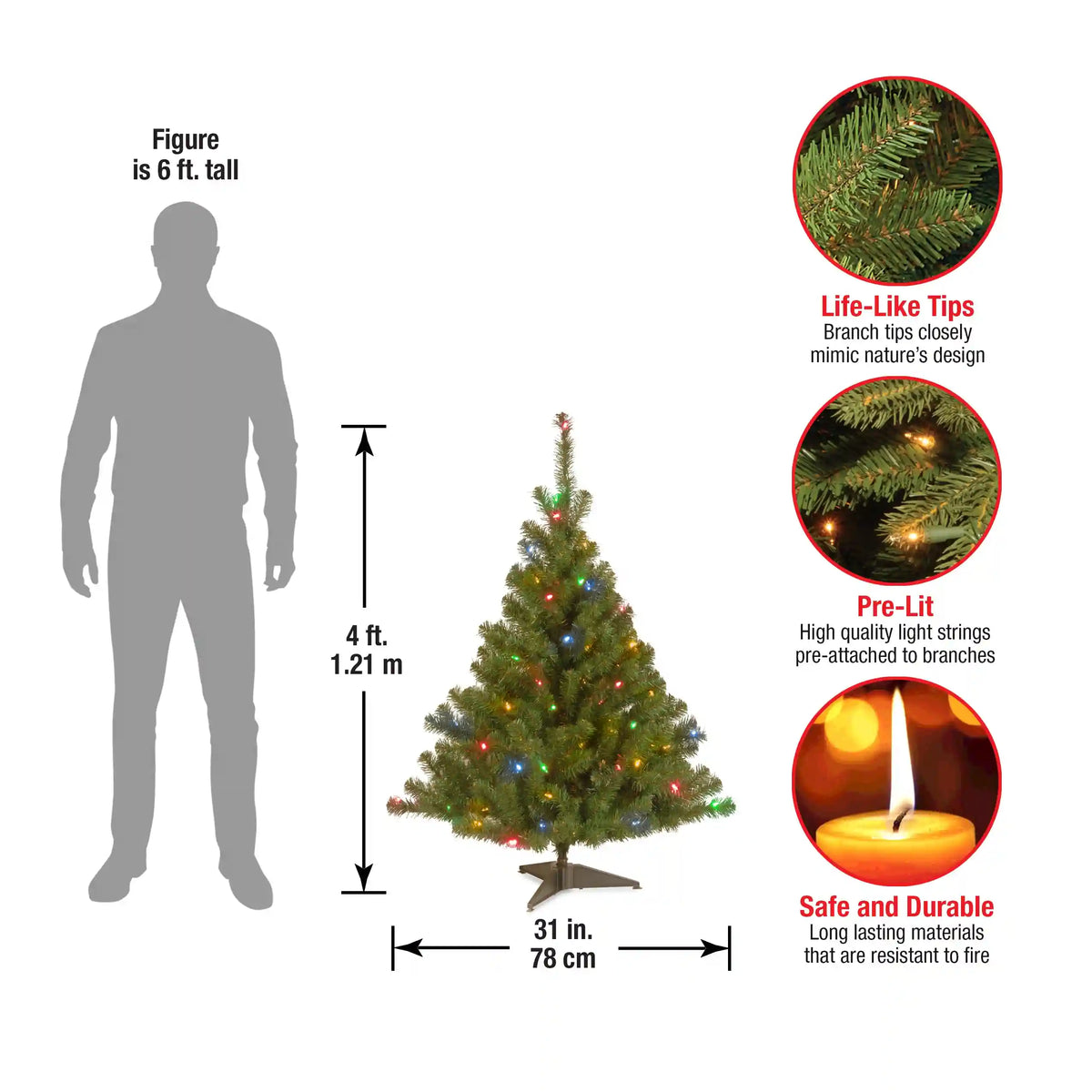 4 ft. Pre-Lit Kincaid Spruce Tree with Multicolor Lights