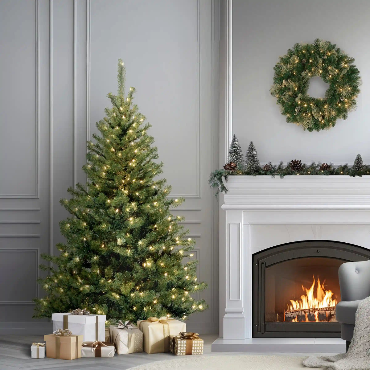 6 ft. Pre-Lit Kincaid Spruce Tree with Clear Lights, Plug-In