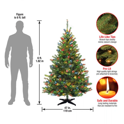 6 ft. Pre-Lit Kincaid Spruce Tree with Multicolor Lights, Plug-In