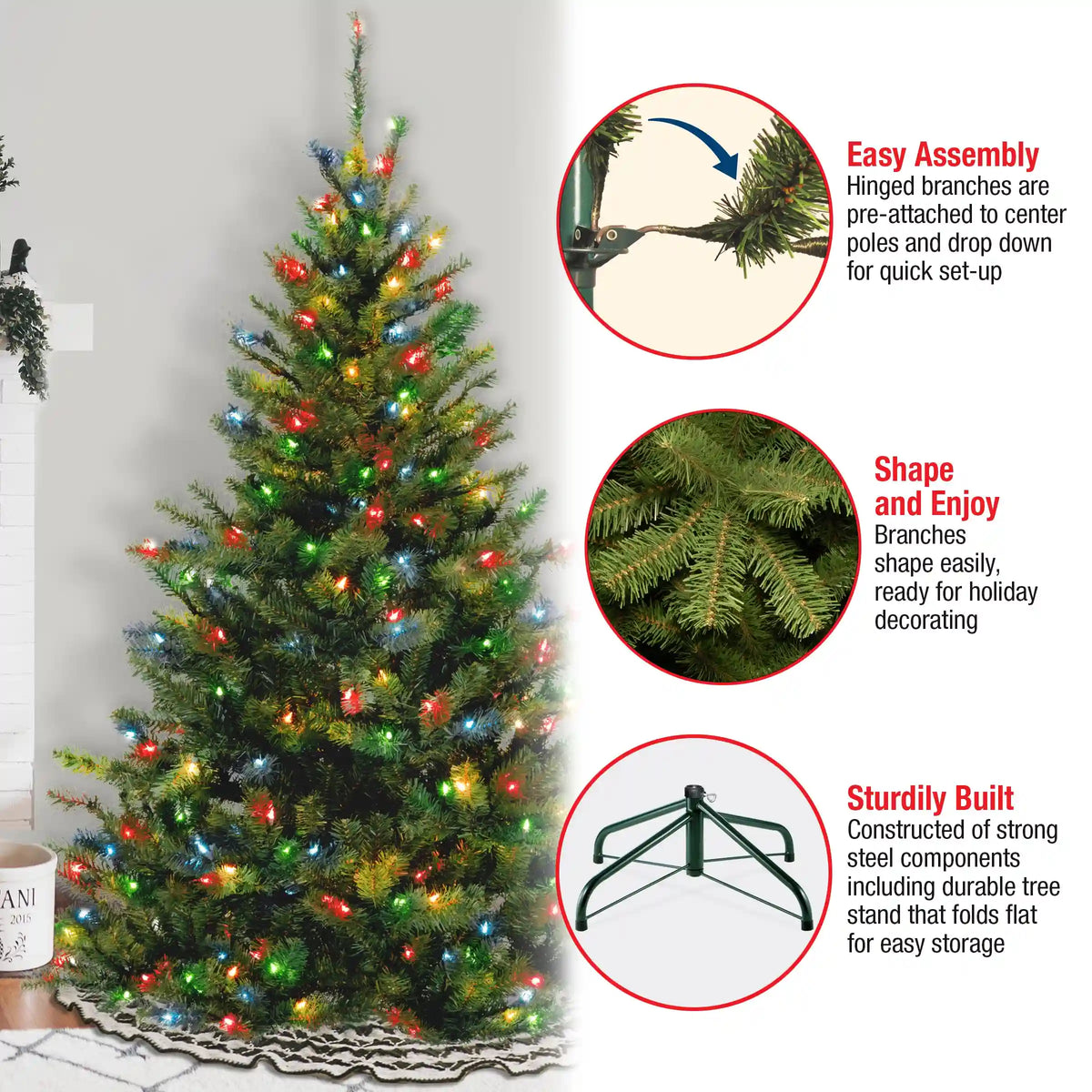 6 ft. Pre-Lit Kincaid Spruce Tree with Multicolor Lights, Plug-In