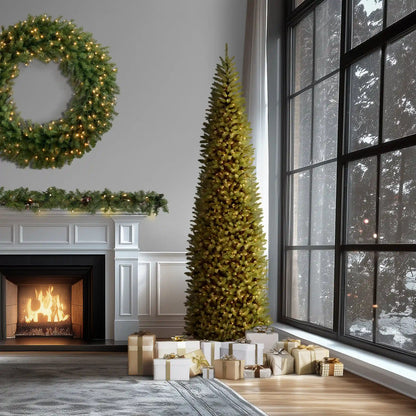10 ft. Pre-Lit Kingswood Fir Pencil Slim Tree with Clear Lights, Plug-In