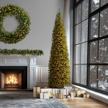 12 ft. Pre-Lit Kingswood Fir Pencil Slim Tree with Clear Lights, Plug-In