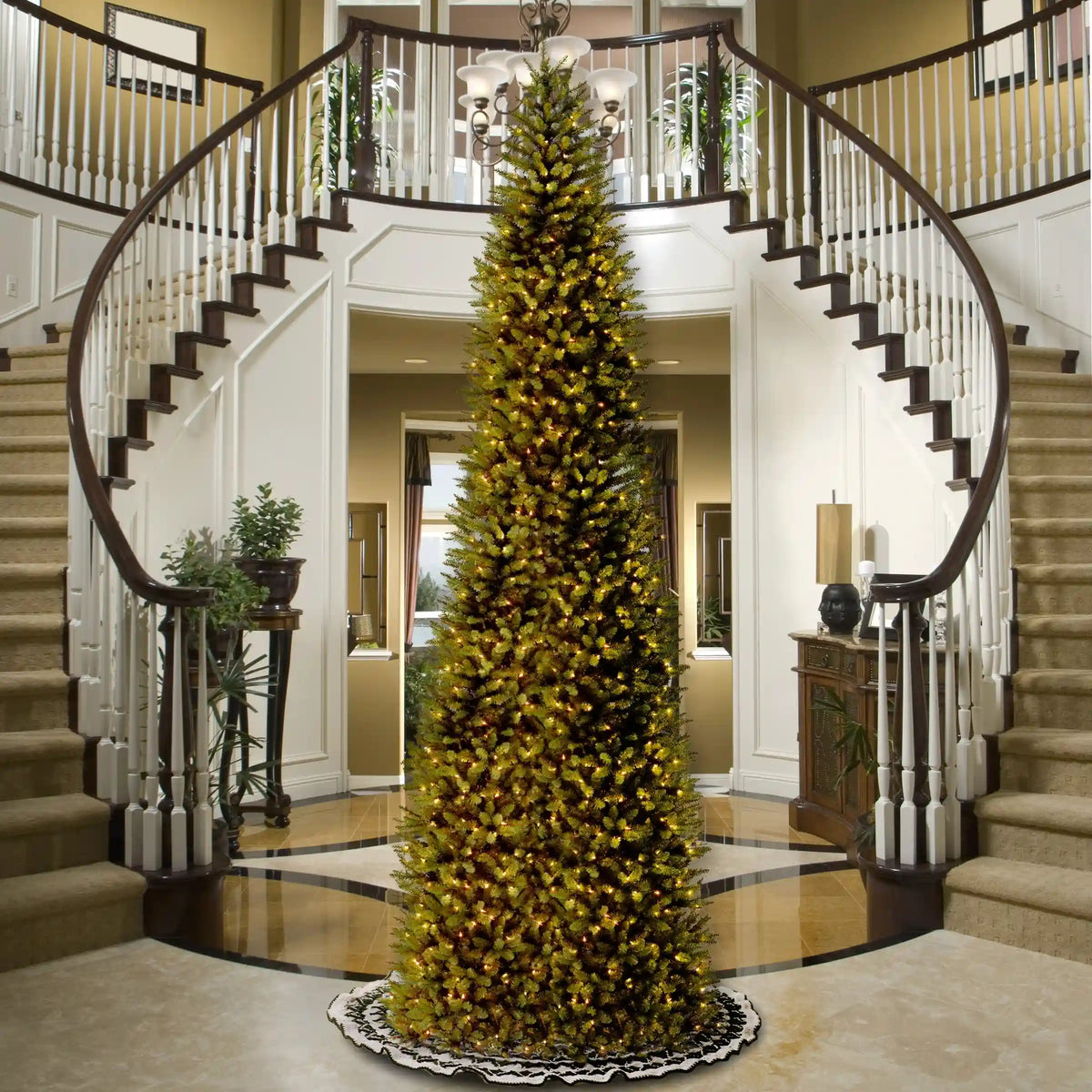 14 ft. Pre-Lit Kingswood Fir Pencil Tree with Clear Lights, Plug-In
