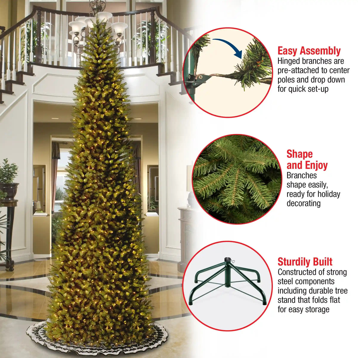 14 ft. Pre-Lit Kingswood Fir Pencil Tree with Clear Lights, Plug-In
