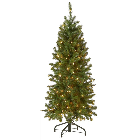 4.5 ft. Pre-Lit Kingswood Fir Pencil Tree with Clear Lights, Plug-In