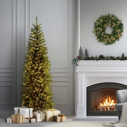 6 ft. Pre-Lit Kingswood Fir Pencil Tree with Clear Lights, Plug-In
