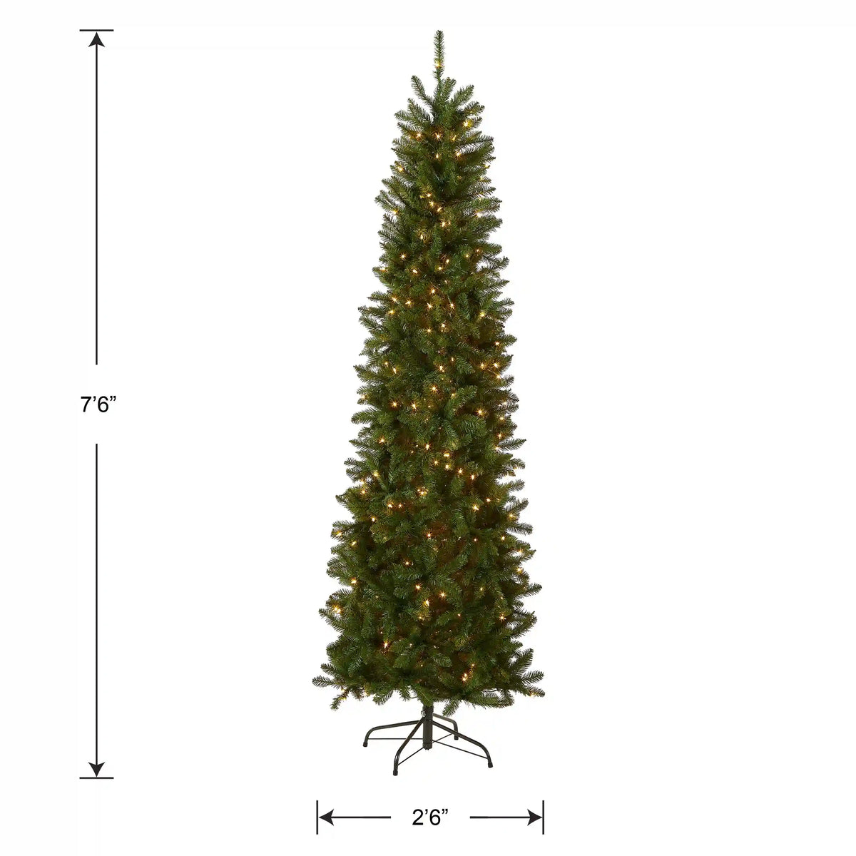 7.5 ft. Pre-Lit Kingswood Fir Pencil Tree with Clear Lights, Plug-In