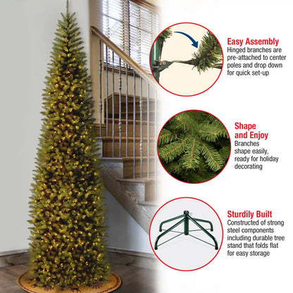 9 ft. Pre-Lit Kingswood Fir Pencil Tree with Clear Lights, Plug-In